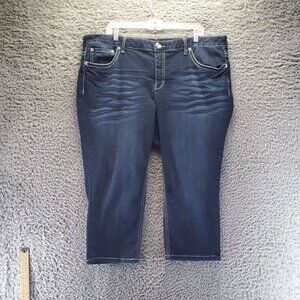 Cato Jeans Womens 18W Blue Curvy Stitch Cropped Capri Stretch Denim